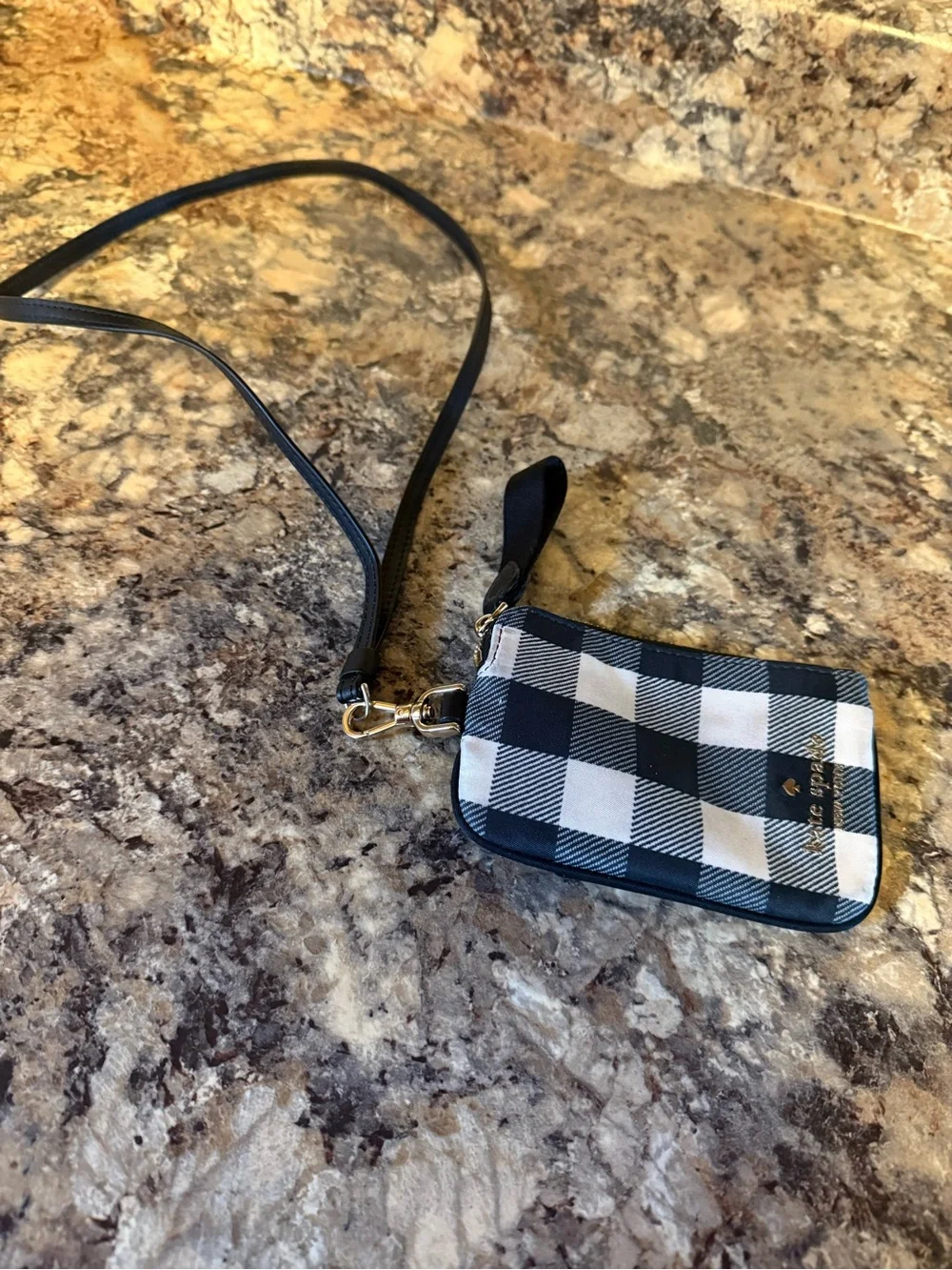 kate spade Black and White Gingham  Backpack with lanyard - Picture 5 of 6